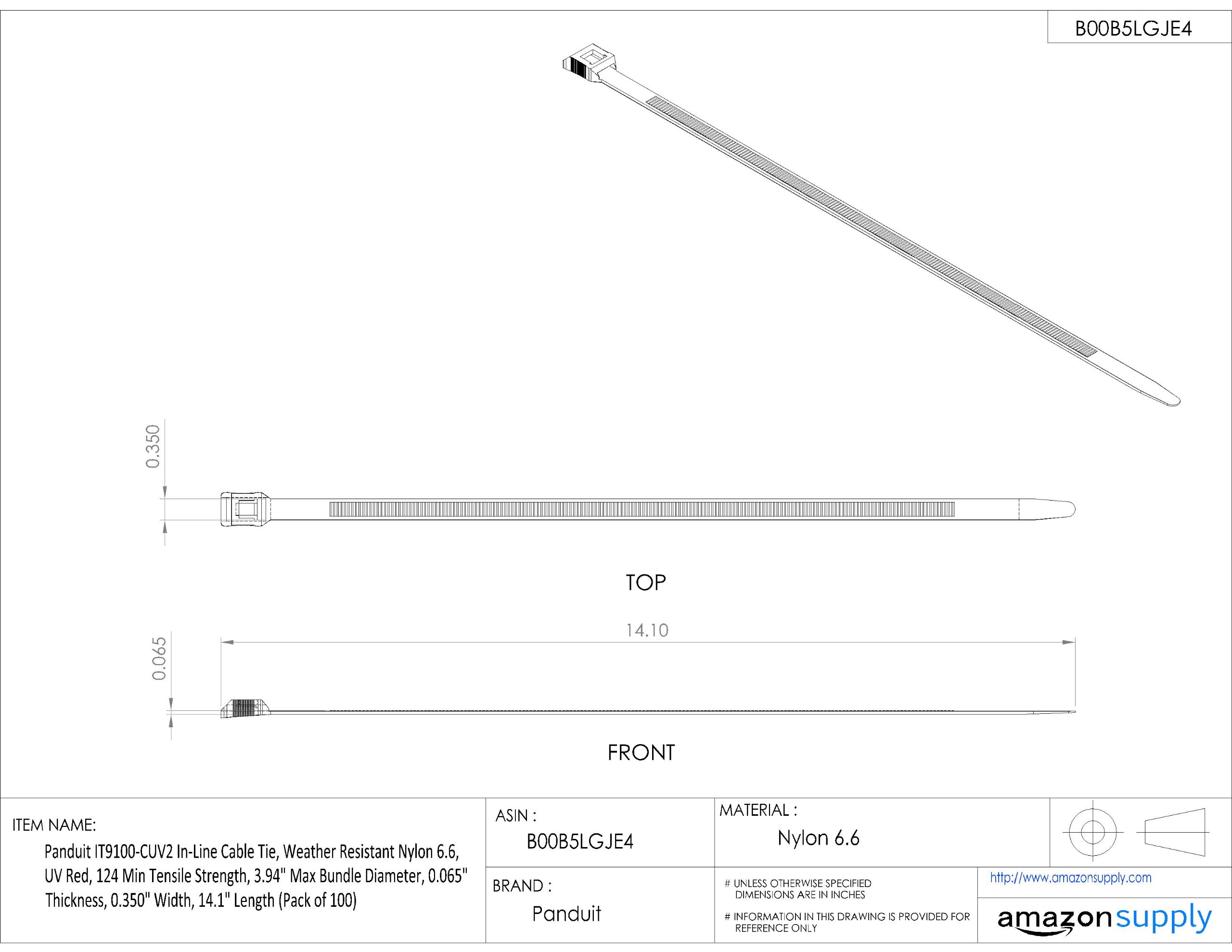 Amazon.co.jp: パンドウイット 結束バンド インラインタイ 耐候性 赤